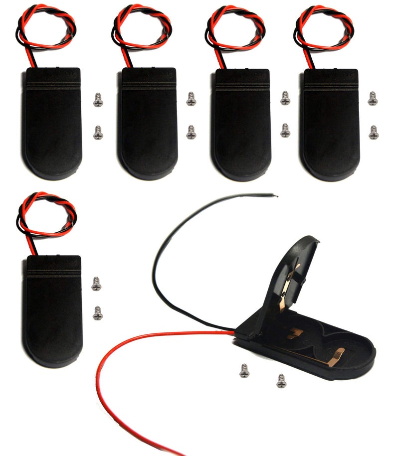 LampVPath (Pack of 6 CR2032 Battery Holder Coin Cell Holder with Switch, 2 x 3V CR2032 Button Coin Cell Battery Holder with Leads On Off Switch - Image 1